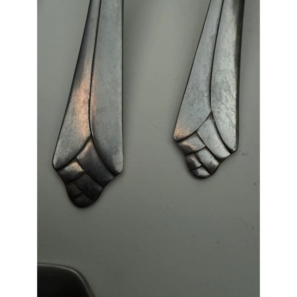 Vintage Stainless USA Flatware Set 11pc Art Deco Shell Fan‎ Pattern Silverware